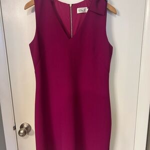 Eliza J Sleeveless V-Neck Sheath Dress in Magenta